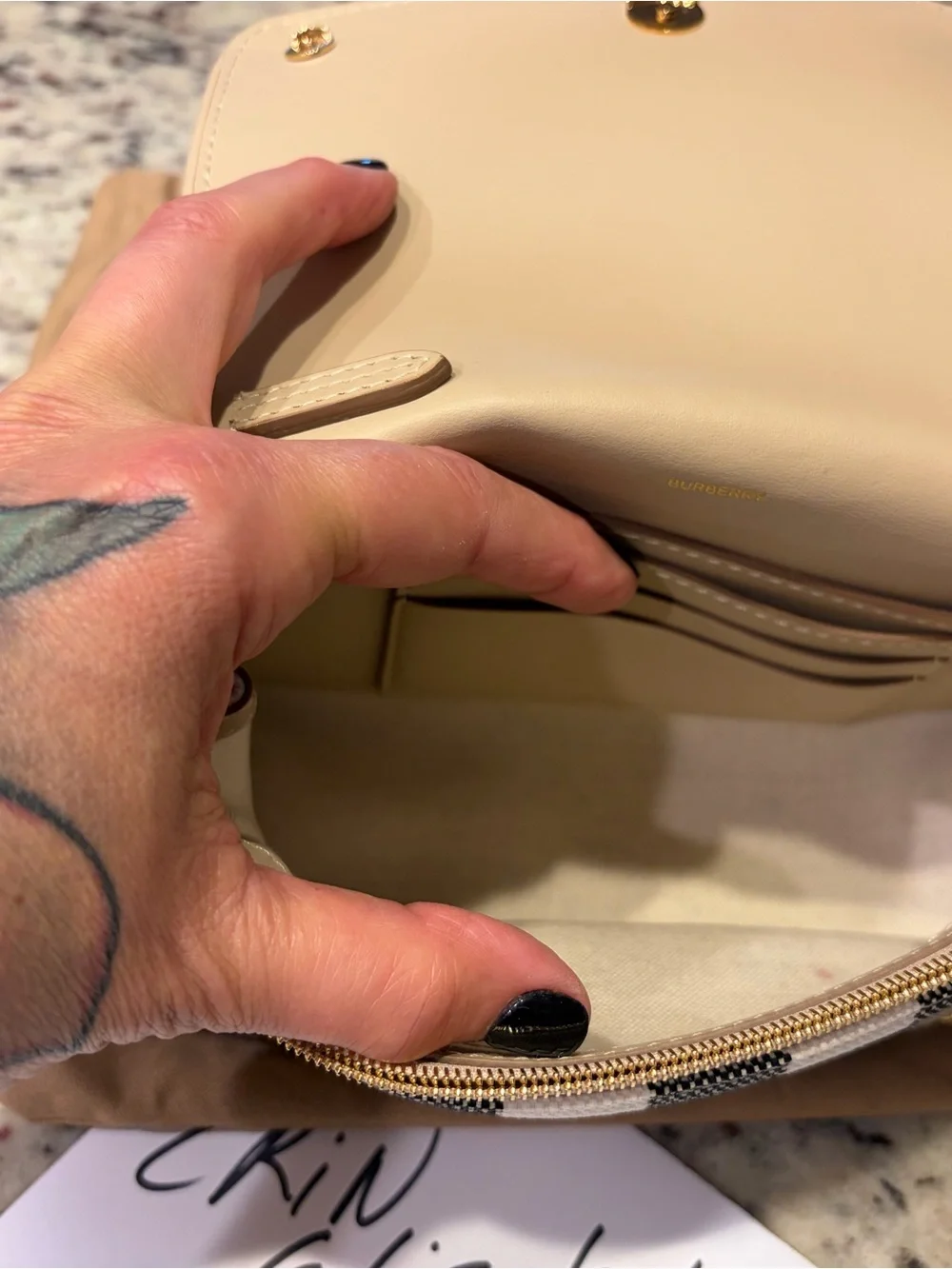 Burberry Tan Check Crossbody with Leather Strap